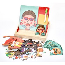 4살어린이장난감 자석얼굴꾸미기 퍼즐 4살아이 유아교구 5세아이 자석교구 IQ 홈스쿨링 유치원수업 상상력