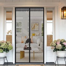 일체형 자석 방문 현관 모기장 자석식 방모기문 벌레 방충망 통기성 사용 거실 베란다 자석 현관방충망, 1, 블랙D