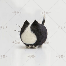 고양이 양모펠트 니들 퀼트 키링 목덜미잡힌 동물 초보 도안 만들기 바느질, 흰 얼굴 고양이