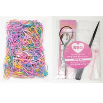 얌뚱이 칼라고무밴드100g+헤어소품세트 머리끈 고무줄 검정 선물 헤어끈 투명 핑크