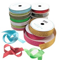 attizone 슈퍼금사 리본 5사이즈 8칼라 포장/데코리본, 슈퍼금사-25mm, 1. 금색