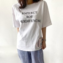네모엔룩 여성용 리스펙트 레터링 프린트 라운드넥 반팔 티셔츠