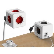 파워큐브 오리지널 5구 멀티탭 USB 2구 멀티큐브 굿디자인 아이디어 상품 인테리어 소품, 그레이