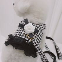 데댕 강아지 하네스 댕넬 강아지하네스옷, xs, 블랙&화이트