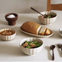 조개 주름 그릇 스페인하숙 홈쇼핑그릇세트 4인28P, 크림&샌드베이지