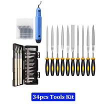 견고한 3D 프린터 부품 DIY 디버링 트리밍 나이프 모델 그라인딩 에지 커터 파일 브러시 스크레이퍼 캘리퍼, 03 34pcs Kit