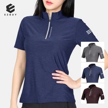 이지바이 엑스트라스포티 라인라이트 여성 쫀쫀한 스트레치 멜란지 집업 반팔티셔츠 A11LT023W 아웃도어 등산복 여