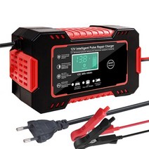 6A 12V 디지털 자동차 배터리 충전기 완전 자동 수리 자동차 오토바이 SUV Stea 배터리 충전기 12v 완전 자동, 03 Red EU Plug, Red EU Plug