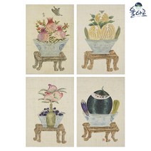 기명소과도 4폭 민화 도안 본그림 민화그리기 본 공모전 취미 원데이클래스 수업자료 컬러링 민화본, 기명소과도3, 일반용지(얇은 백상지), 대형