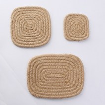 핸드메이드 면실 짜임 사각 컵받침 두꺼운 미끄럼방지 티컵 커피받침 데임방지 단열매트 식기 식탁받침, 황마색, 사각11cm