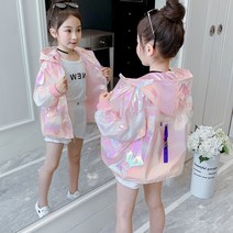 FULIBS 소녀의 밝은 양면 코트 2022 새로운 봄 가을 의류 온라인 인기있는 어린이 서양식 다채로운 자켓 소녀 워셔블 탑 1L