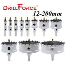 제설송풍기 엔진브로워 제설기 엔진 낙엽 송풍기 Drillforce-12-200mm TCT 구멍 톱 드릴 비트 합금 카바이드 코발트 스틸 커터 스테인레스 플레이트 철 금속 커팅 키, 22.5mm