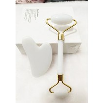 얼굴괄사 마사지롤러 옥괄사 두피 Guasha-마사지 도구 페이스 넥 바디 스파 마사지 롤러 구아샤 스크레이, 02 White Set