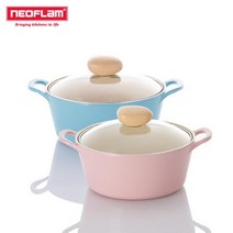 SS1807 네오플램 레트로냄비-양수18cm 에콜론코팅냄비 유리뚜껑포함 긁힘에강한 잘눌러붙지않는냄비, 핑크, 본상품선택