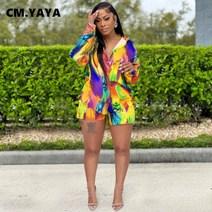 퀼팅자켓 누빔자켓 트위드자켓 CM.YAYA Paisley Womens Tracksuit 셔츠와 반바지 정장 Chic Matching Two 2 Piece Set Outfit Str