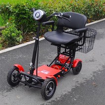 2022 최신4바퀴 전기 스쿠터 8 인치 500W 36V 18 KM/H 휴대용 미니 노인 전자 더블 브레이크, 08 Red 15.6AH Basket