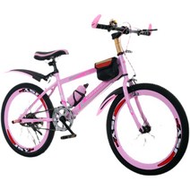 22인치접이식자전거 어린이용 가변속 산악 브레이크 자전거, 18인치, [싱글 스피드] 블랙 레드 디럭스