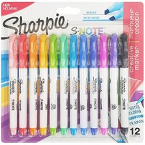 샤피 S-NOTE 리얼 파스텔 형광펜 12색 세트 / 에스노트 / 파스텔 컬러 / 빨리 마르는 잉크 / 필기 / 드로잉 / 컬러링 / 다이어리 꾸미기