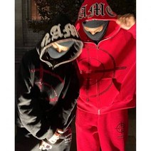 Y2k다크 후드 캐주얼 다이아몬드 지퍼 긴 소매 오버사이즈 자켓 코트 남성 여성 하라주쿠 커플 후드 스웨트 셔츠 하이 스트리트