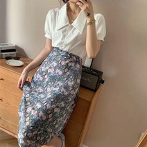 플라워 롱스커트 허리 뒷밴딩 9컬러