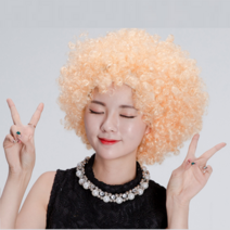 뽀글이가발 웃긴 폭탄머리 파티용 파마 노래방 주황색 흰머리 노란 가발, 점보가발 핑크