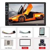 미러링크 카플레이 범용 자동차 라디오 스테레오 7018B 자동 오디오 FM 수신기 7 인치 HD 터치 스크린 멀티미디어 플레이어 미러 링크 모니터 2 딘, With 4 LED Camera