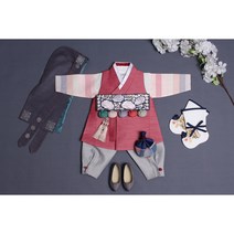 [백일 돌 세트구성] 남아한복 연아색동 홍대추 왕자한복(10%적용)