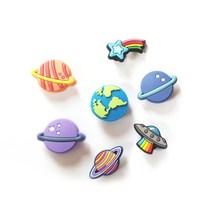 우주 태양계 지구 행성 별 우주선 캐릭터 크록스 파츠 세트 실내화 악세사리 남자 여자 유아 (7pcs)
