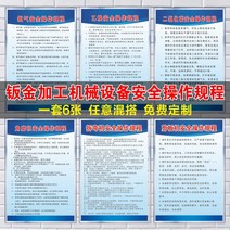 플래카드 작업장 생산 관리 제도판 창고 기업 슬로건 소방 감독 검사 방화 전력소비 오퍼레이터 위한 수칙 2866202994, 40x60cm, 판금 가공 조작 규정 한세트 6장