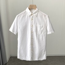 일보오더 면 마 시원한 원단 여름 통기 남성 리넨 반팔 셔츠 100%실물사진 유니클로 대체