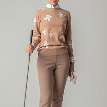이글스마인 여성골프웨어 여성골프니트 2컬러 리본무늬