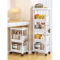 이동식선반 바퀴달린선반 수납대 진열대 철제선반 폴딩수납장, 21. 5 층 화이트 플랫 톱 모델  도르래 + 후크