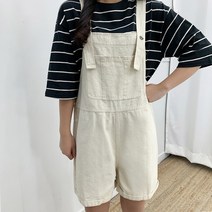 발랄 코튼 숏 멜빵 팬츠