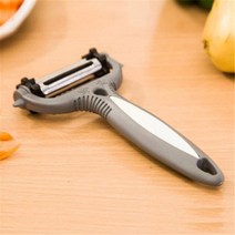 회전채칼 야채다지기 만능채칼 3In 1 다기능 야채 과일 필러 강판 스테인레스 스틸 회전 감자 당근 커터, 01 Gray