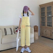 ORNAN 여성 봄 여름 캐주얼 멜빵 와이드 점프수트 W427