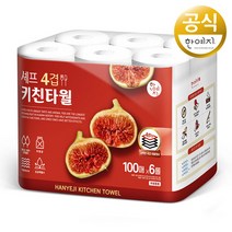 한예지 셰프 키친타올 4겹 100매 6롤, 6개입, 1개