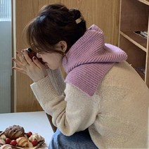 겨울 니트 트임 지퍼 똒딱이 바라클라바 스트링 후드워머 후드넥 워머