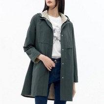 여성 체크 배색 후드 트렌치코트 LCCAN221_[3컬러]