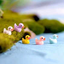 작은 5색 오리 테라리움 화분 DIY 만들기 재료 동물 미니어처 피규어, 3. 파랑