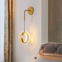 거실 벽등 모던한 LED 조명 럭셔리한 골드 링 침실 머리맡 북유럽 심플한 크리에이티브한 통로 복도 돌출 장식 램프, gold round, 3 color light