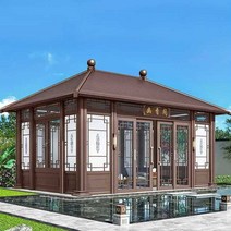한옥 이동식 농막 주택 원두막 파빌리온 사각 오두막, 4.2X4.2(3도어 메탈 커피)