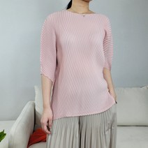 [플리츠유 정품] 사선 언발 플리츠 티 주름 여성 여름 마담 중년 블라우스