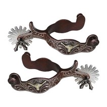승마 박차 승마 부츠 박차 서양 카우보이 안티 녹 손 새겨진 말 훈련 장비에 대 한, 04 Brown