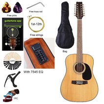 12 현 일렉트릭 어쿠스틱 기타 장면 전환 디자인 41 인치 포크 고광택 스프루스 우드 탑 픽업 포함, Model 1 with bag+41 인치