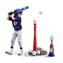TEMI 야구 티 유아용 T 볼 세트 공 6개 티볼 배팅 피칭 머신 남아 및 여아용 야외
