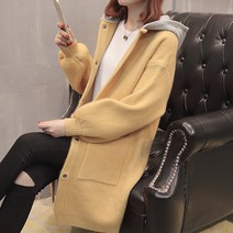 체스트 여성 후드 니트코트 롱 스웨터 빅사이즈