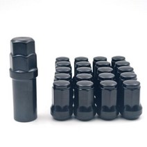 자동차볼트 너트 너트캡 풀기 20pcs M12 X 15 125 Honda Toyota Nissan 용 도난 방지 블루 스틸 볼크 레이싱 카 휠 림 러그 잠금, BLACK+M12x1.25