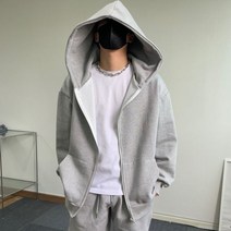 남자 모자 큰 얇은 후드집업 오버핏 회색 학생 후드집업 남녀공용 원마일웨어