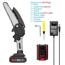 전기톱 전동 전기톱 휴대용 전기 가지치기 톱 인치 작은 나무 분할 브러시 모터 정원용 한 손 사용 목공 도구 소형 목재 절단 한손 정원 원예, Set2 EU-2