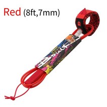 서핑 목줄 7mm 두께 6ft/8ft 스트레이트 보드 SUP 다리 로프 수상 스포츠 액세서리, 7mm 8ft Red